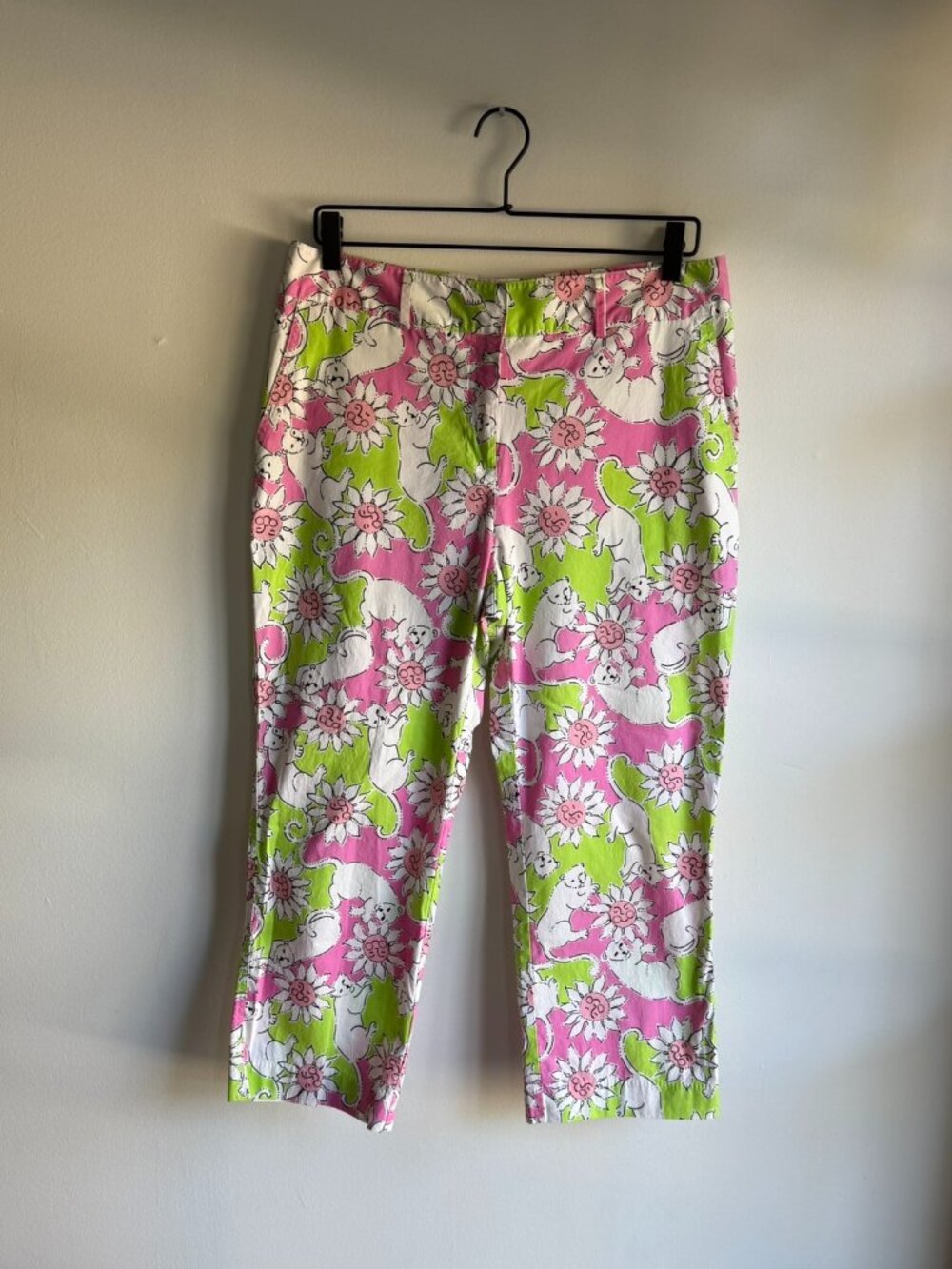 Vintage Lilly Pulitzer - Liza Capri Pants Hibiscus Pink French Fried - Size 10
